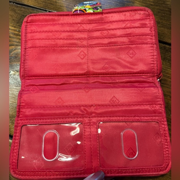 Vera Bradley Multicolor Patterned Wallet Red/turquoise metal clip Never used - Picture 5 of 7